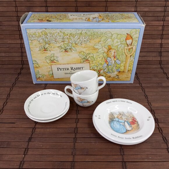 Wedgewood Peter Rabbit 6 Piece Children's Tea Set For 2 Beatrix Potter 1992 - Picture 10 of 14